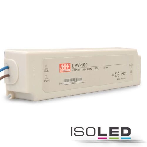 Isoled LED Trafo MW LPV 24V/DC, 0-100W, IP67