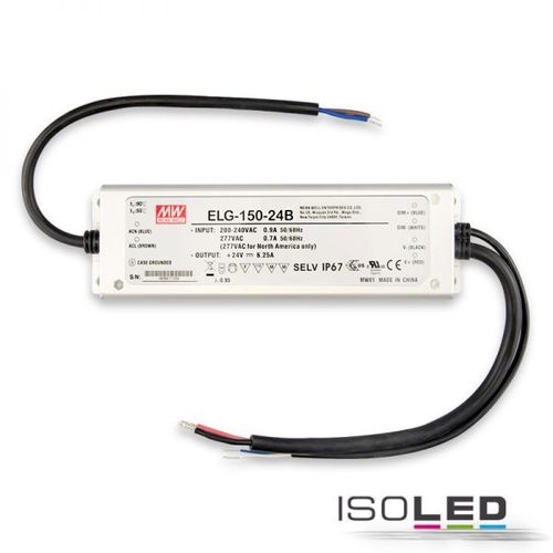 Isoled LED Trafo MW ELG-150-24B 24V/DC, 0-150W, 1-10V (60-150W) dimmbar, IP67